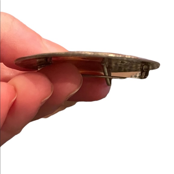 Vintage antique Aztec Mayan 🌞 God turquoise chip inlay pin/pendent - Picture 7 of 8